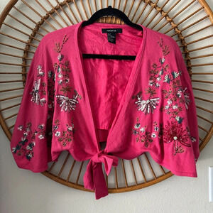 Y2K Arden b silk embroidered bolero jacket size S